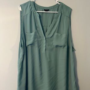 Georgette Hi Lo Mint Green Sheer Tank